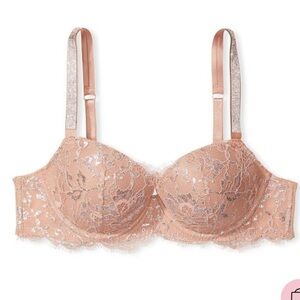 New! Victoria’s Secret Dream Angels Nude Lace Shine Strap Demi Bra 4917